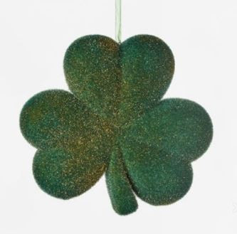 One Hundred 80 Degrees 10" St. Patrick's Day Flocked Shamrock Decoration, Dark Green (WH0112A)