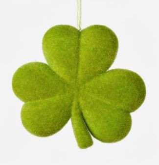 One Hundred 80 Degrees 10" St. Patrick's Day Flocked Shamrock Decoration, Lime Green (WH0112C)