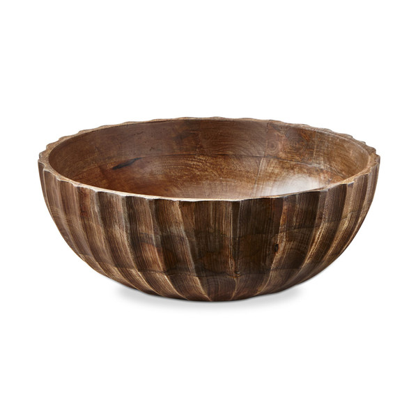 TAG Fluted Wood Bowl Large - Natural (G17754)