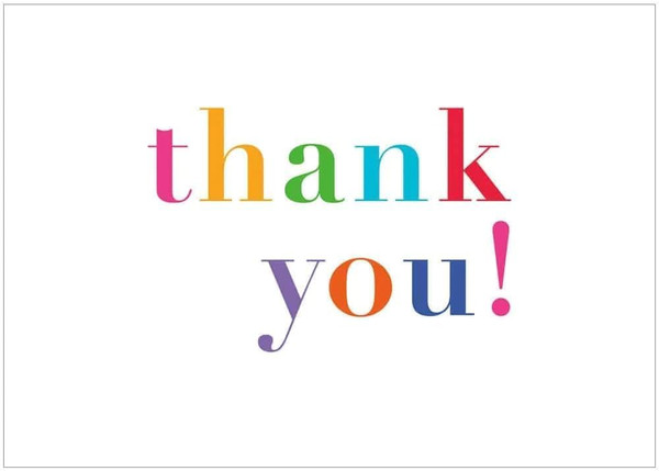 Caspari Thank You Notes, Colorful Thank You - Box of 8 (93609.44B)