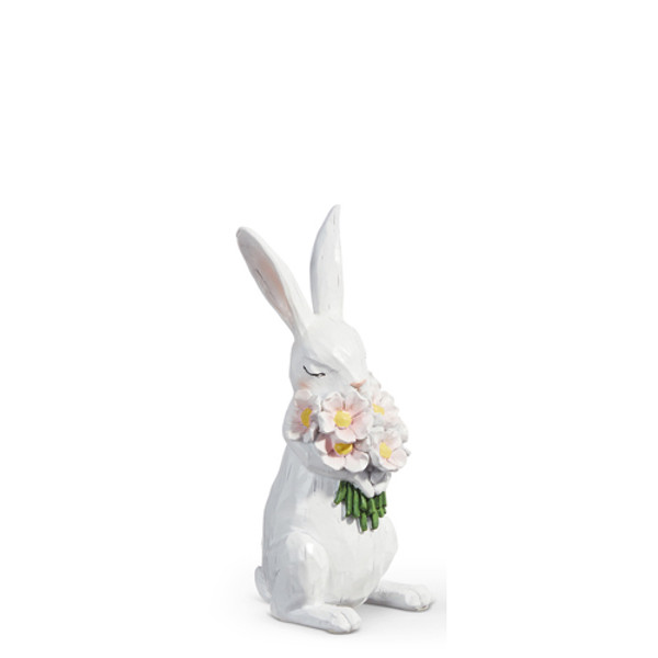 Raz Imports Rabbit Figure With Flowers, Small (4411159SM)