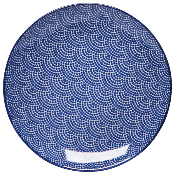 Now Designs Stamped Appetizer Plate, Blue Waves (NPT1788D)