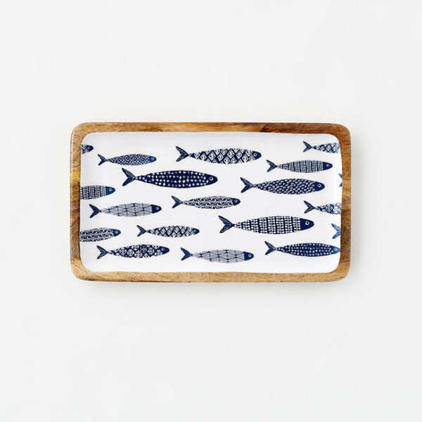 One Hundred 80 Degrees Wood Tray, School of Fish (SI1103)