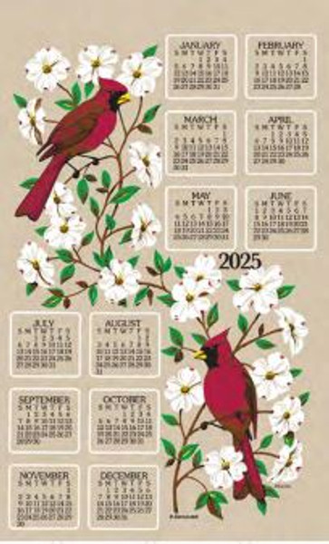 Kay Dee Towel Calendar, Dogwood & Cardinal - 2025 (F3460)