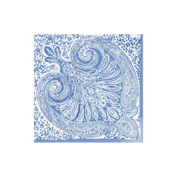 Caspari Paper Luncheon Napkins, Paisley Medallion Blue - 2 Packs (16970L)