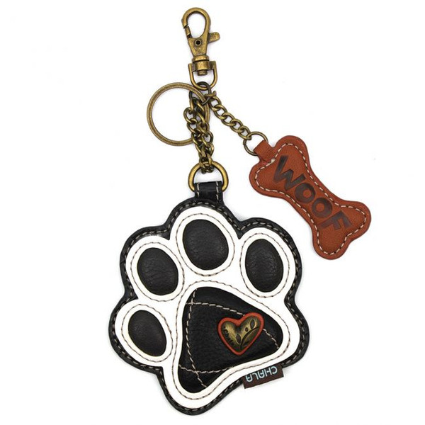 Chala Key Fob/Coin Purse,  Paw Print Black & White (806PWA0)