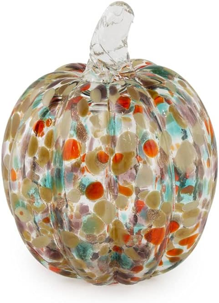 Boston International  Mini Glass Pumpkin, Confetti (HTF21186)