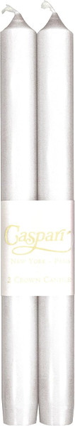 Caspari 10" Straight Taper Candles, Metallic White - Set of 2 (CA05.2)