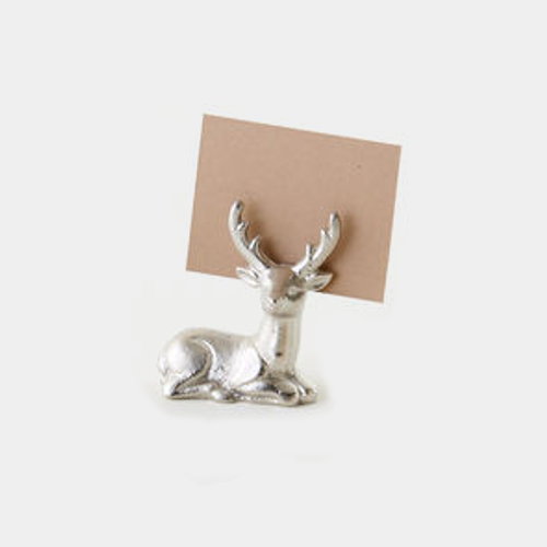One Hundred 80 Degrees Deer Place Card Holder, Silver - 2.5" (IN0159A)