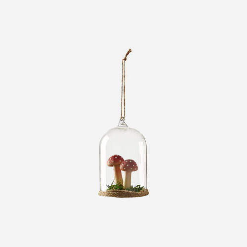One Hundred 80 Degrees Glass Domed Mushroom Ornament, Red (FH0775B)