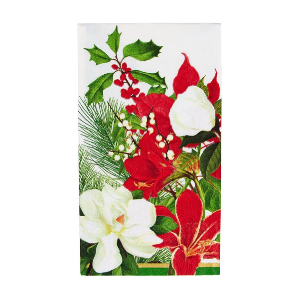 Caspari Paper Guest Towel Napkins,  Christmas Garden - 2 Packs (18070G)