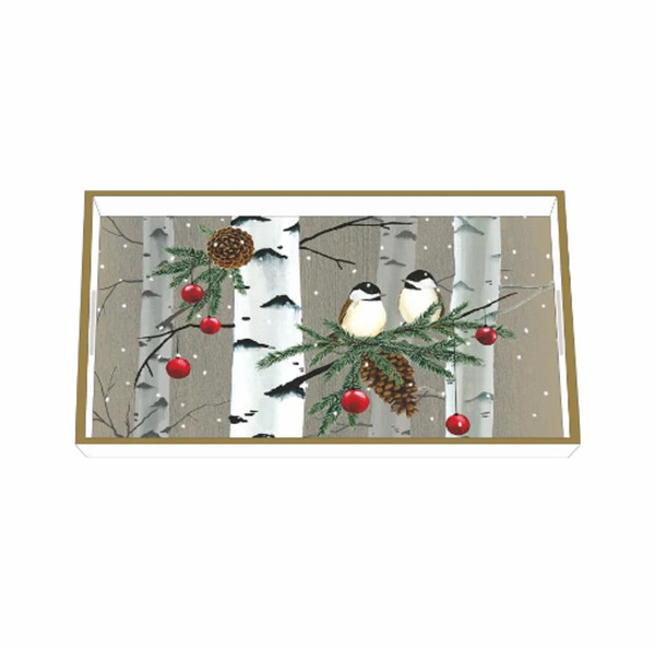 Paperproducts Design Lacquered Wood Vanity Tray, Birch & Birds (32071)
