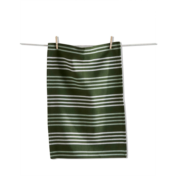TAG Basket Weave Stripe Dishtowel, Green (G19175)