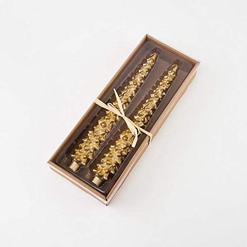 One Hundred 80 Degrees Gold Leaf Tree Taper Candles, 11.5" - Boxed Set of 2 (NE0297)