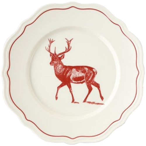 One Hundred 80 Degrees, 10" Melamine Plate, Scalloped Yuletide Stag - Strolling (ME0799A)