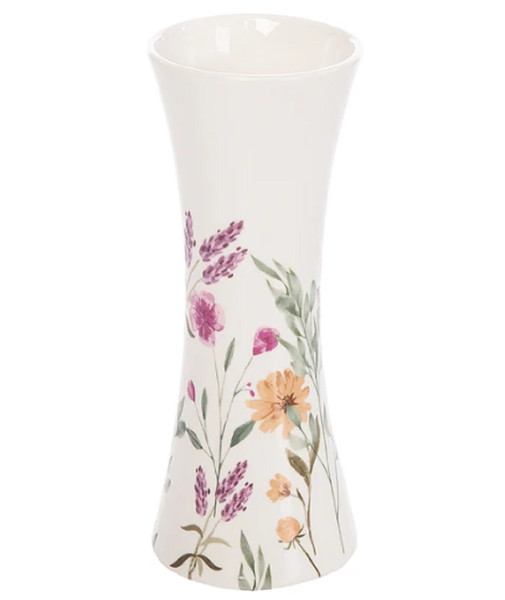 C&F Home Ceramic White Floral Decal Vase (XCNT79812)