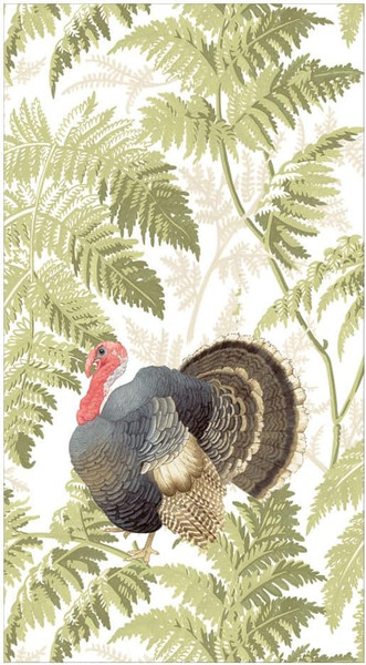 Caspari Paper Guest Towel Napkins, Turkey Among Ferns - 2 Packs (18770G)