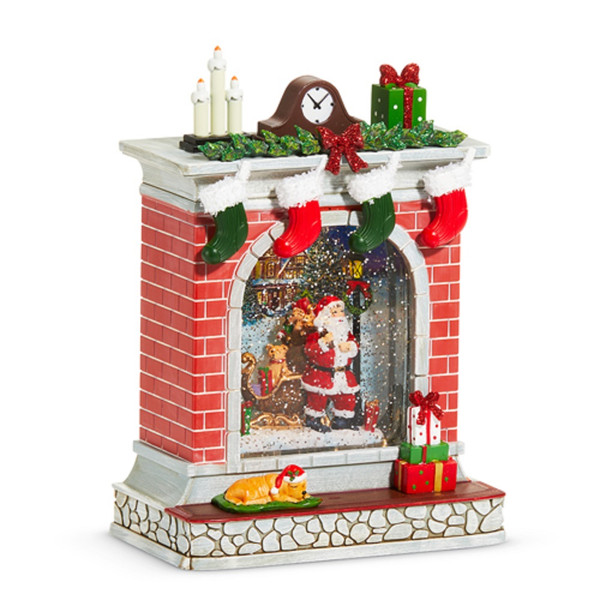 RAZ Imports 10" Dog Santa Lighted Water Fireplace (4500798)