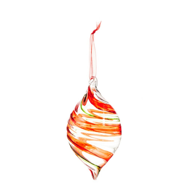 RAZ Imports 6" Tricolor Spiral Glass Ornament - Lemon Shape (4522918B)