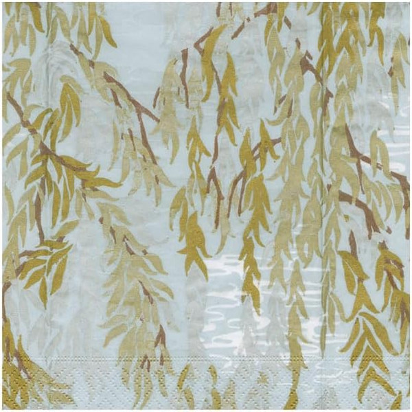 Caspari Paper Beverage Napkins, Willows Silver - 2 Packs (18731C)