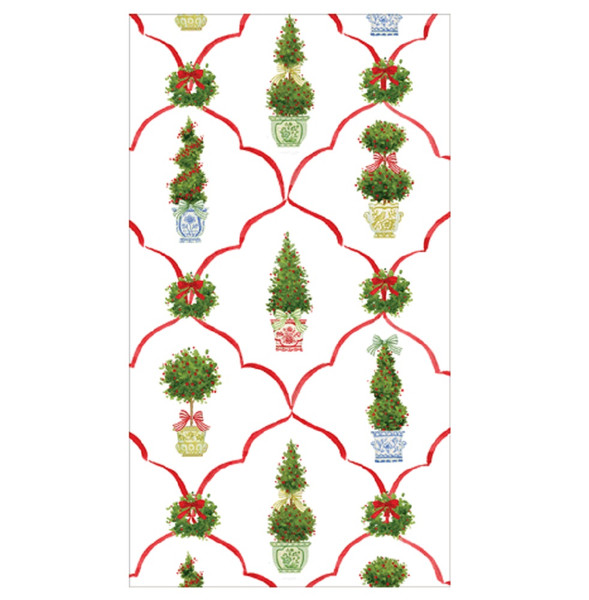 Caspari Paper Guest Towel Napkins, Petit Jardin De Noel - 2 Packs (18610G)