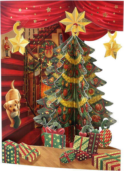 SANTORO Swing Card, Christmas 3D Pop Up Card - Christmas Tree (XSC215)