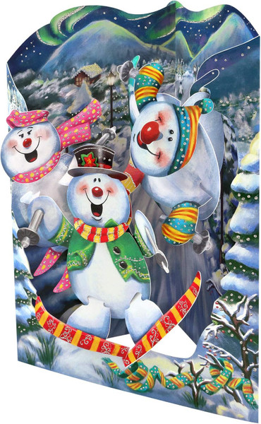 SANTORO Swing Card, Christmas 3D Pop Up Card - Snowmen (XSC196)