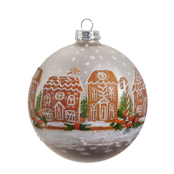Raz Ornament, Gingerbread Houses Ball - 5" (4424581)