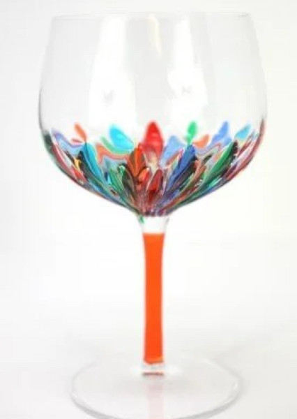 Gage Ocantos Murano Style Wine/Gin Glass, Orange Stem (VA524M-ORANGE)