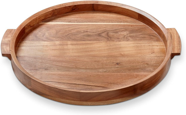 TAG 22" Round Mango Wood Serving Tray with Handles (G17303)
