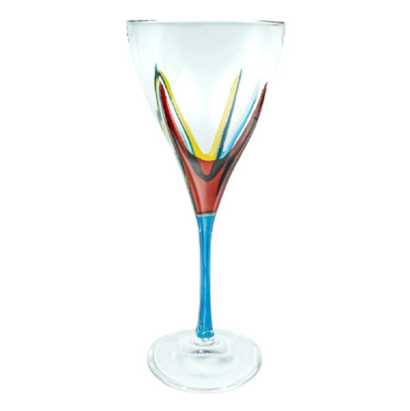 Gage Fusion Murano Style Wine Glass, 8 oz Light Blue Stem (VA104M-LTBLE)