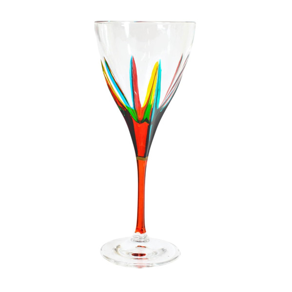 Gage Fusion Murano Style Wine Glass, 8 oz Orange Stem (VA104M-ORNG)