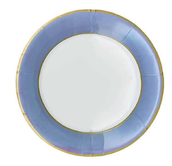 Caspari Round Paper Dinner Plates, Watercolor Blue - 2 Packs (19162DP)