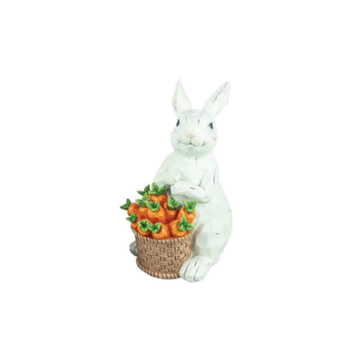 Hanna's Handiworks Figure - Carrot Basket Bunny, White  (65465A)