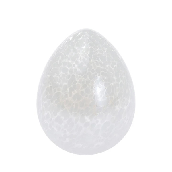 Boston International Speckled Glass Egg - White, Small (DAL25138)
