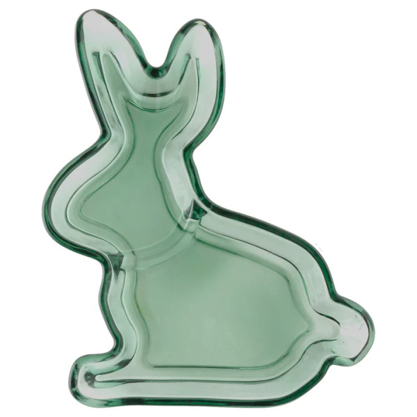 Boston International Green Glass Bunny Tray (SLO26052)