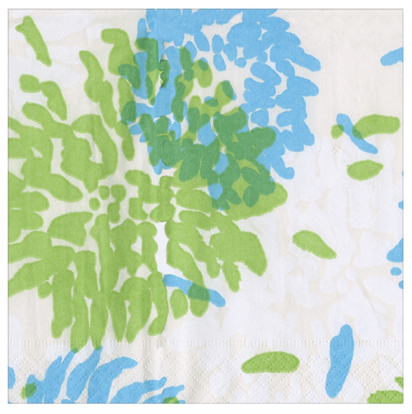 Caspari Paper Beverage Napkins, Chrysanthemum Turquoise/lime - 2 Packs (19010C)