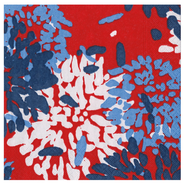 Caspari Paper Luncheon Napkins, Chrysanthemum Red/white/blue - 2 Packs (19012L)