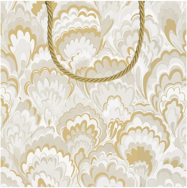 Caspari Small Square Gift Bag, Marbled Ceramica Silver & Gold (101270B1.5)