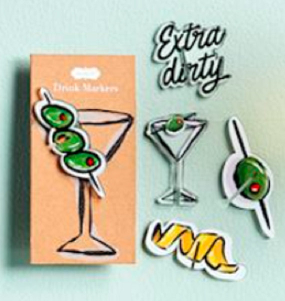Mud Pie Acrylic Drink Markers-Martini, 5 Assortment (48600216M)