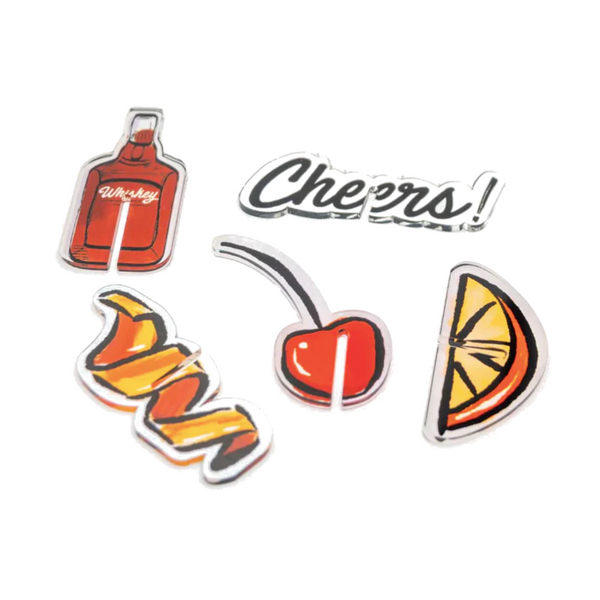 Mud Pie Acrylic Drink Markers, Old Fashion - 5-Piece Assorted Set (48600216O)