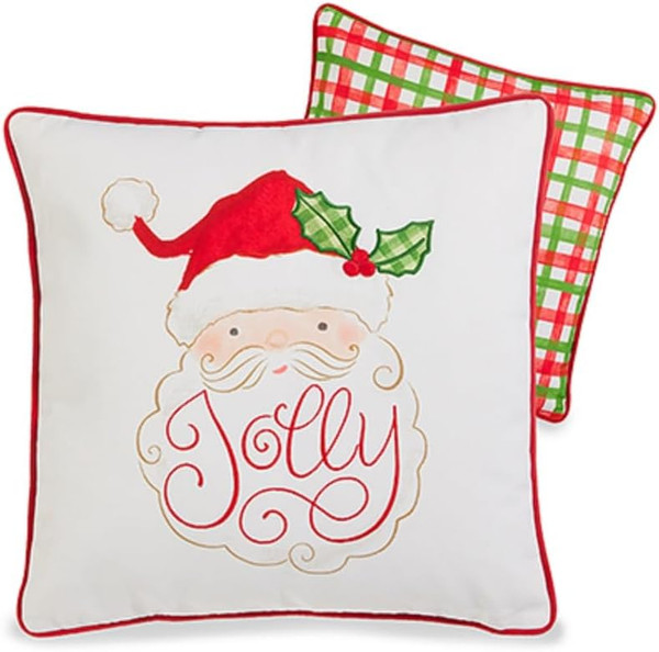 RAZ Imports 18" Jolly Santa Plaid Pillow (4536645)