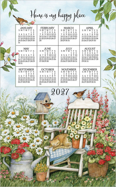 Kay Dee Calendar Towel, Cat On Chair - 2027 (F3570)