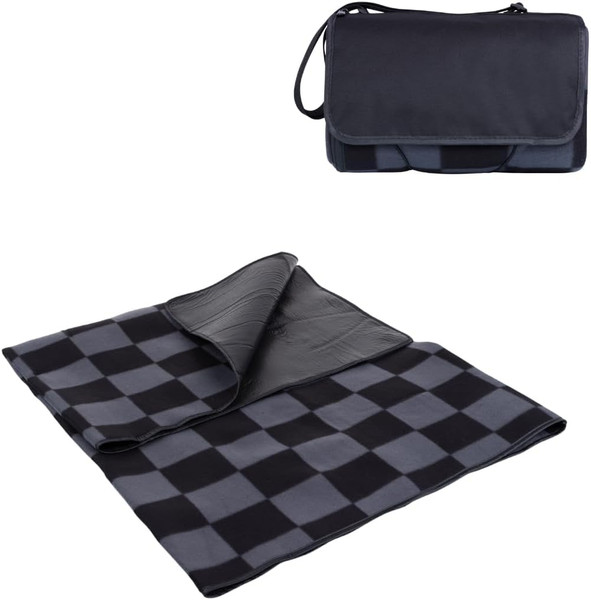 Picnic Time Blanket Tote, Adjustable Strap & Zippered Pocket, Black Checkers (820-00-291-000-0)