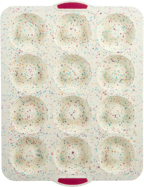 Trudeau Mega Jumbo Donut Pan, 12-Count, Nonstick Confetti Bakeware for Donuts (05121042)