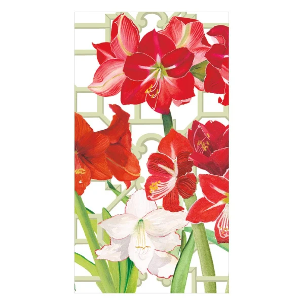 Caspari Paper Guest Towel Napkins, Amaryllis Conservatory - 2 Packs (18150G)