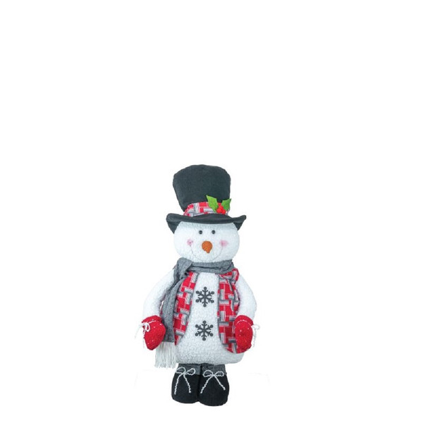 Hanna's Handiworks Red Gray Tartan Snowman Stretch Leg with Black Hat (15575B)