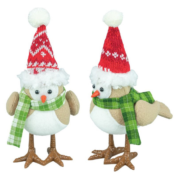 Hanna's Handiworks Peppermint Plaid Bird Tabletop Set of 2 (15027)