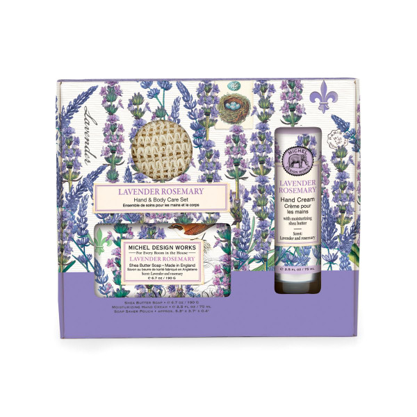 Michel Design Works Body Care Set, Lavender Rosemary Hand Cream with Medium Bar Soap & Soap Saver (885081)