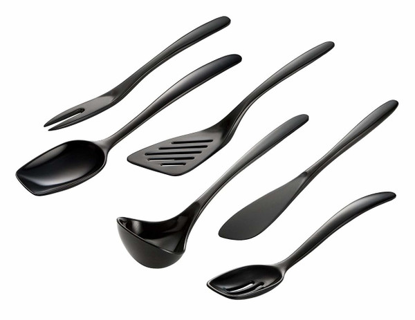 Gourmac 7.5" Melamine Mini Utensils, Black - Set of 6  (3517X6BK)
